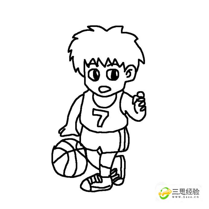 男生简笔画打篮球图片