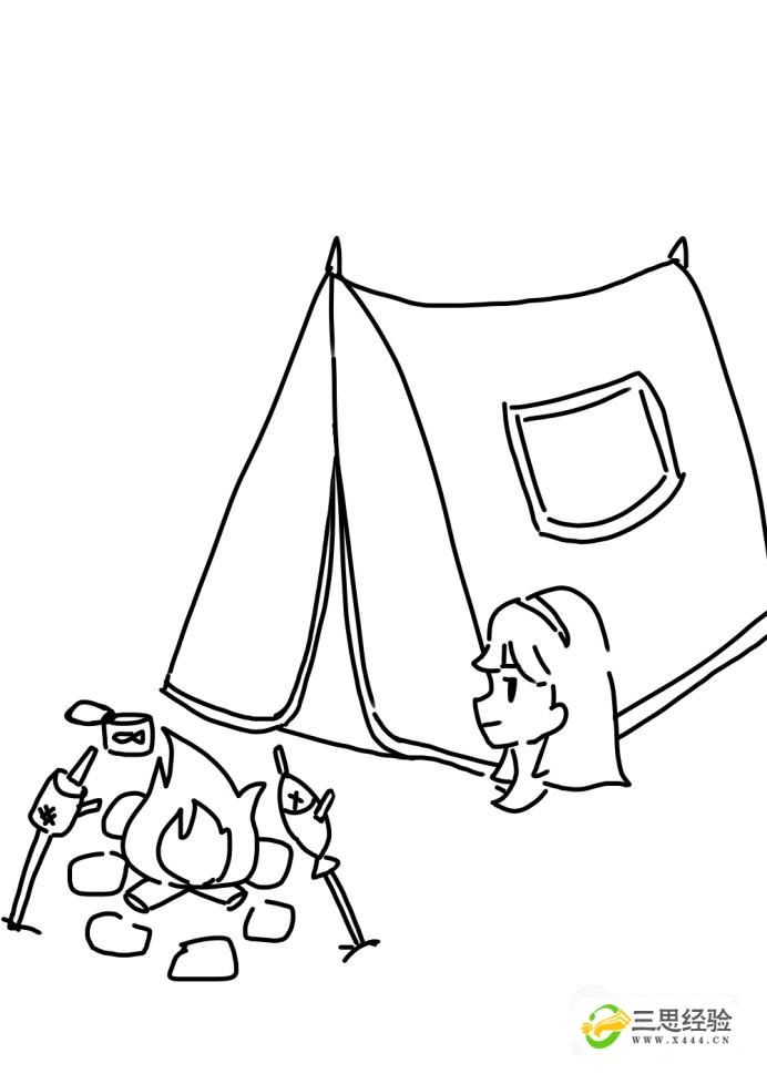 卡通简笔画:野营的场景怎么画?