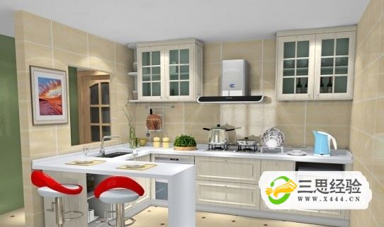 分享开放式厨房和吧台结合设计的效果图